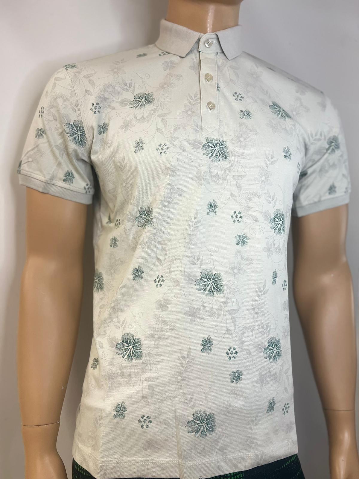 Minty Flower Print Polo Shirt