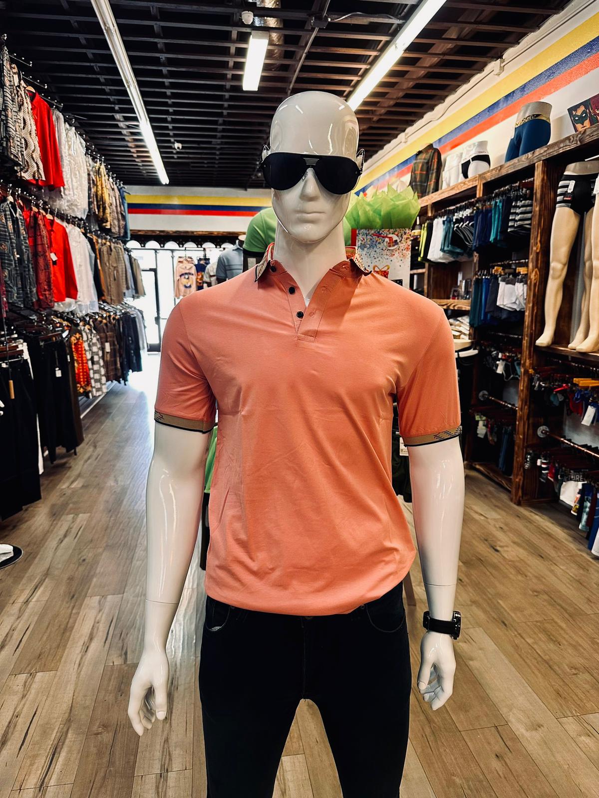 Print Contrast Trim Polo Shirt