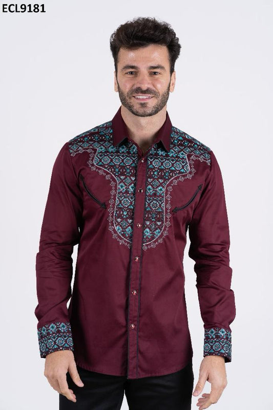High Quality Cowboy's Embroidered Long Sleeve Men's Denim Shirts