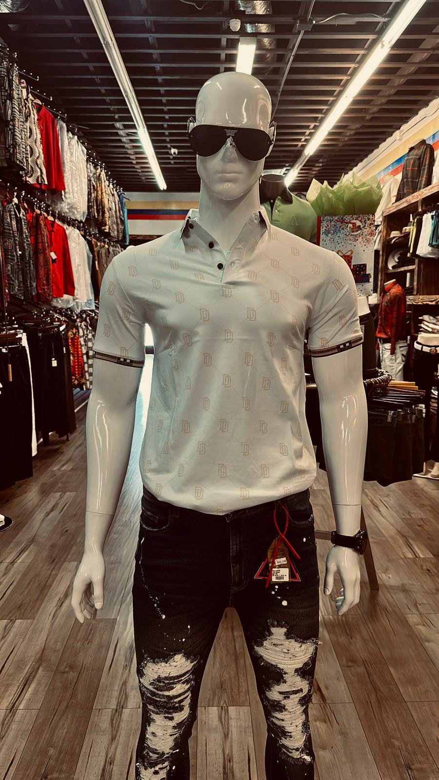 Print Contrast Trim Polo Shirt