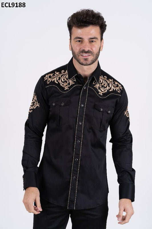High Quality Embroidered Long Sleeve Men's Denim Shirts