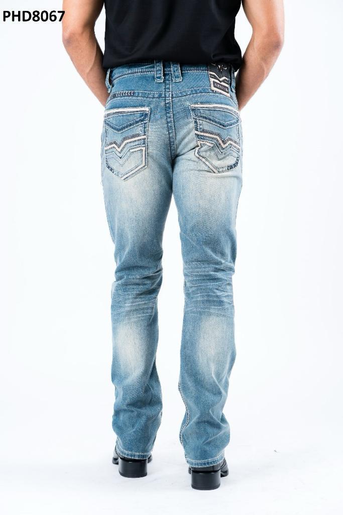 Boot Cut Jean For Men With Cowboy Design Back Pocket