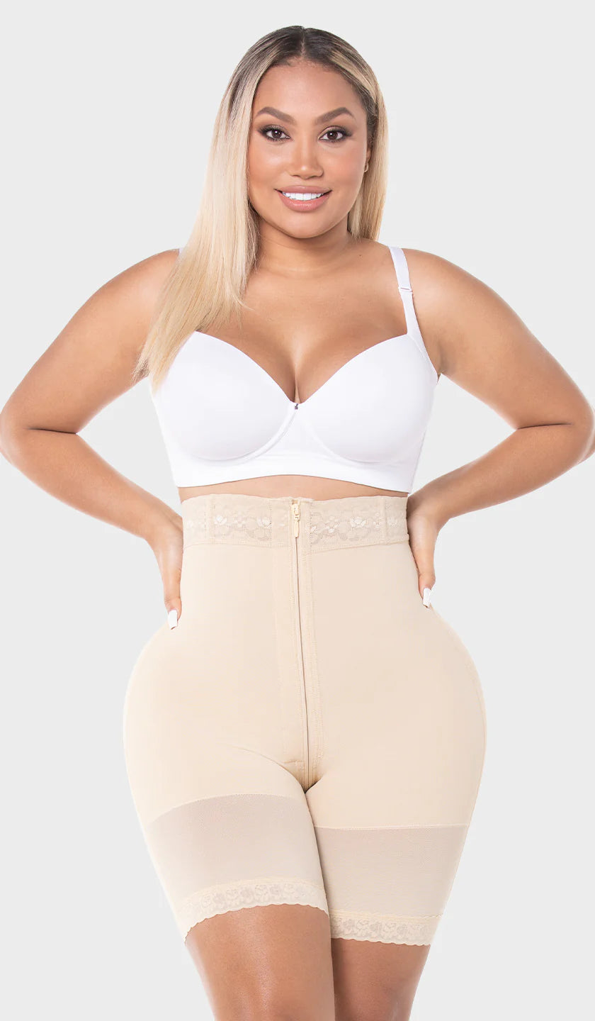 Hour-Glass Short High Waist with Zipper
