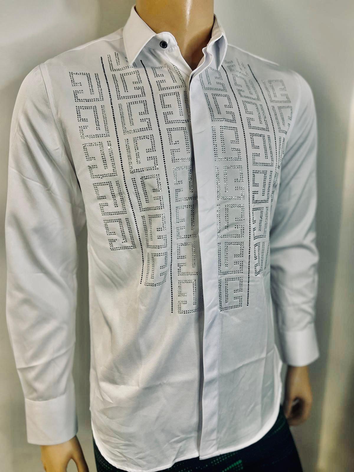 Classy Design with Stones Long Sleeve Polo Shirt