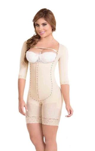 Fajas BodyFlex Mid-Thighs Tummy Control with Sleeves Ref 022