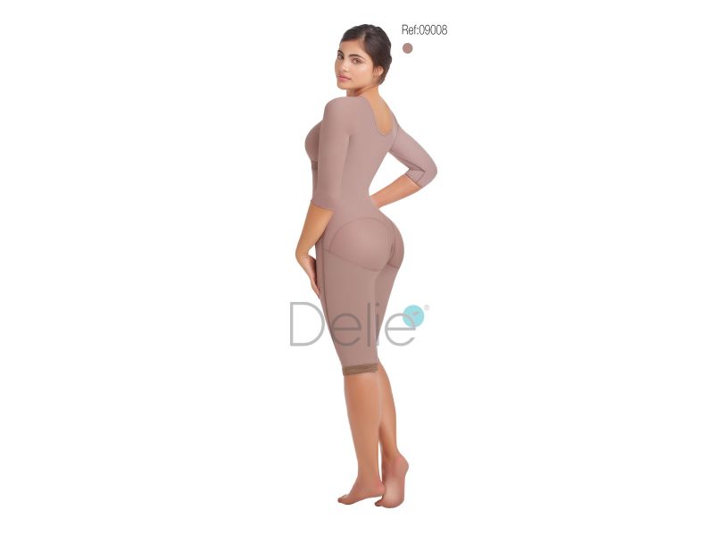 Knee-Length Shapewear With Built-In Bra And Arm Sleeves Fajate