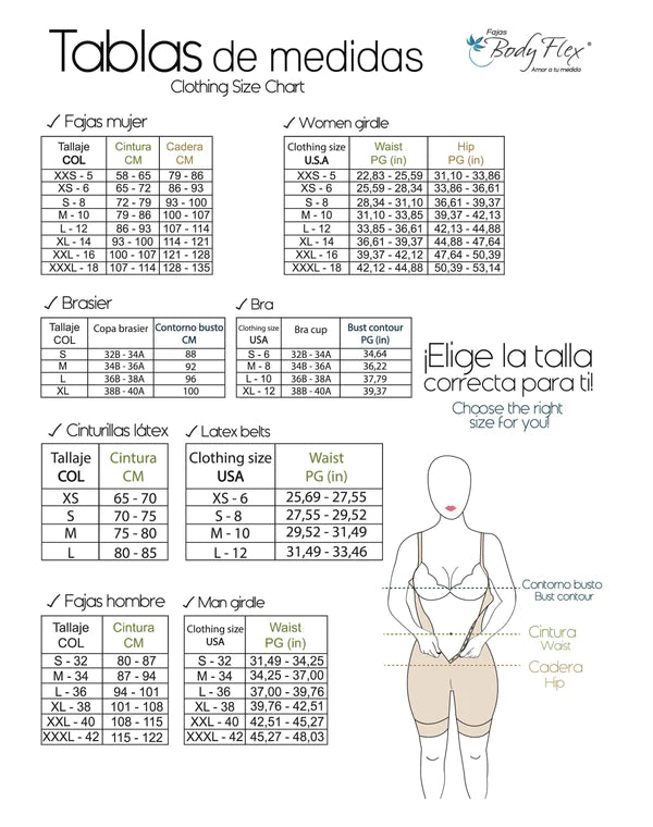 Fajas BodyFlex Mid-Thighs Butt-Lifter with Wide Straps Ref 024