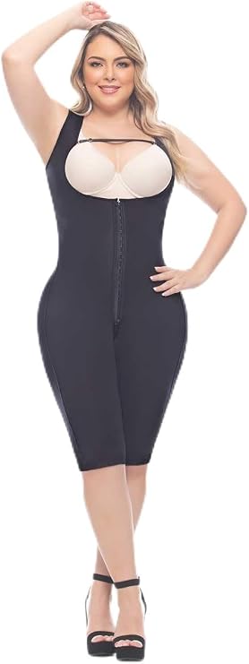 Fajas UPLADY First Stage Post-Surgical Shapewear Bodysuit with Open Bust and Knee-Length Coverage 6212