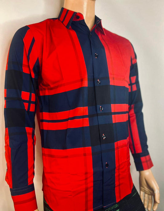 Stripes Print Long Sleeve Polo Shirt