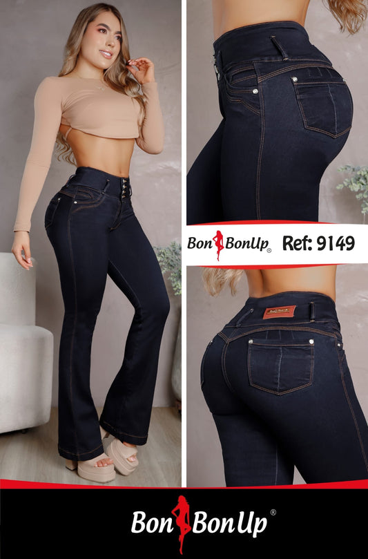 Bon Bon Up 9149 High Waist Bootcut Colombian Jeans – Dark Blue