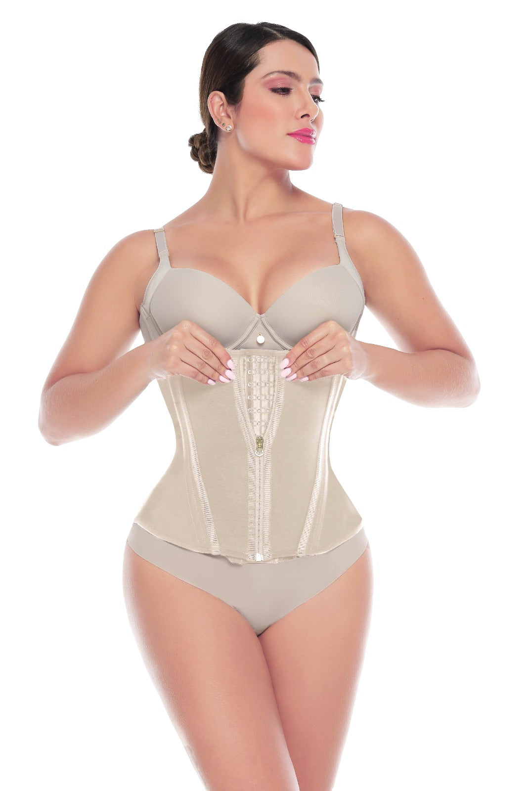 Hour Glass Waist-Trainer with Hooks + Zipper