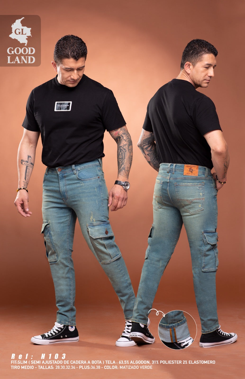 GOOD LAND Men’s Slim Fit Jeans – Ref. H102