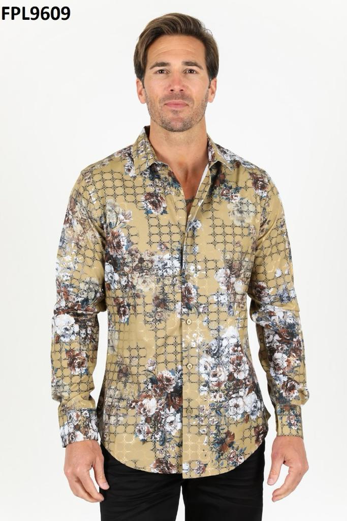 Cowboy Style Long Sleeve Shirt with Floral Desing