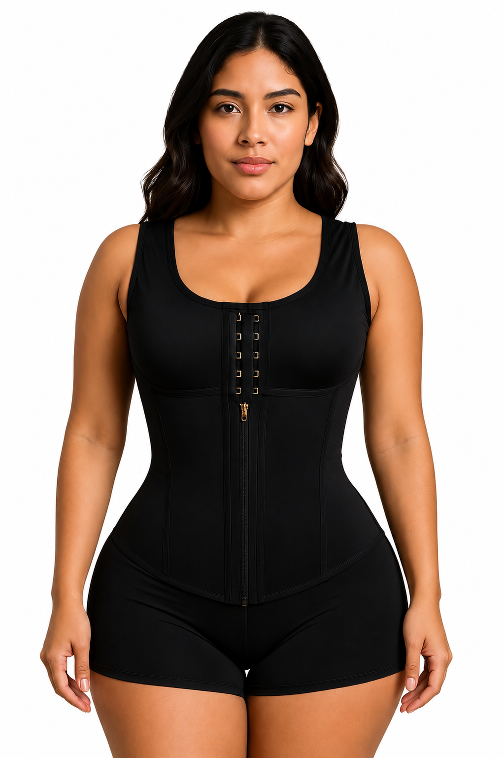 Comfort 360 Shapewear Vest with Built-In Bra – High Compression, 11 Steel Bones, 3 Hook Levels & Front Zipper MC041